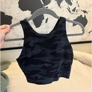 Athleta black and grey camp running tank top with built-in-bra (size S)